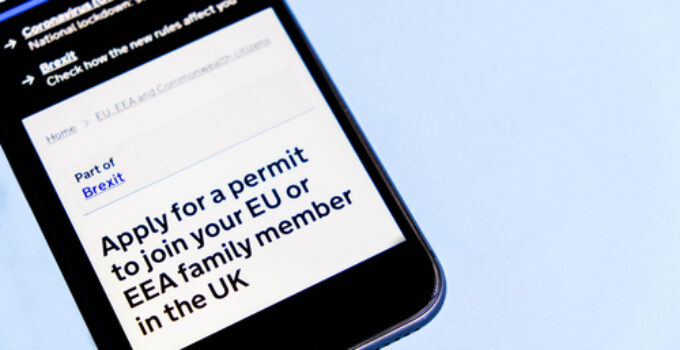 A mobile phone screen showing a EEA family permit application